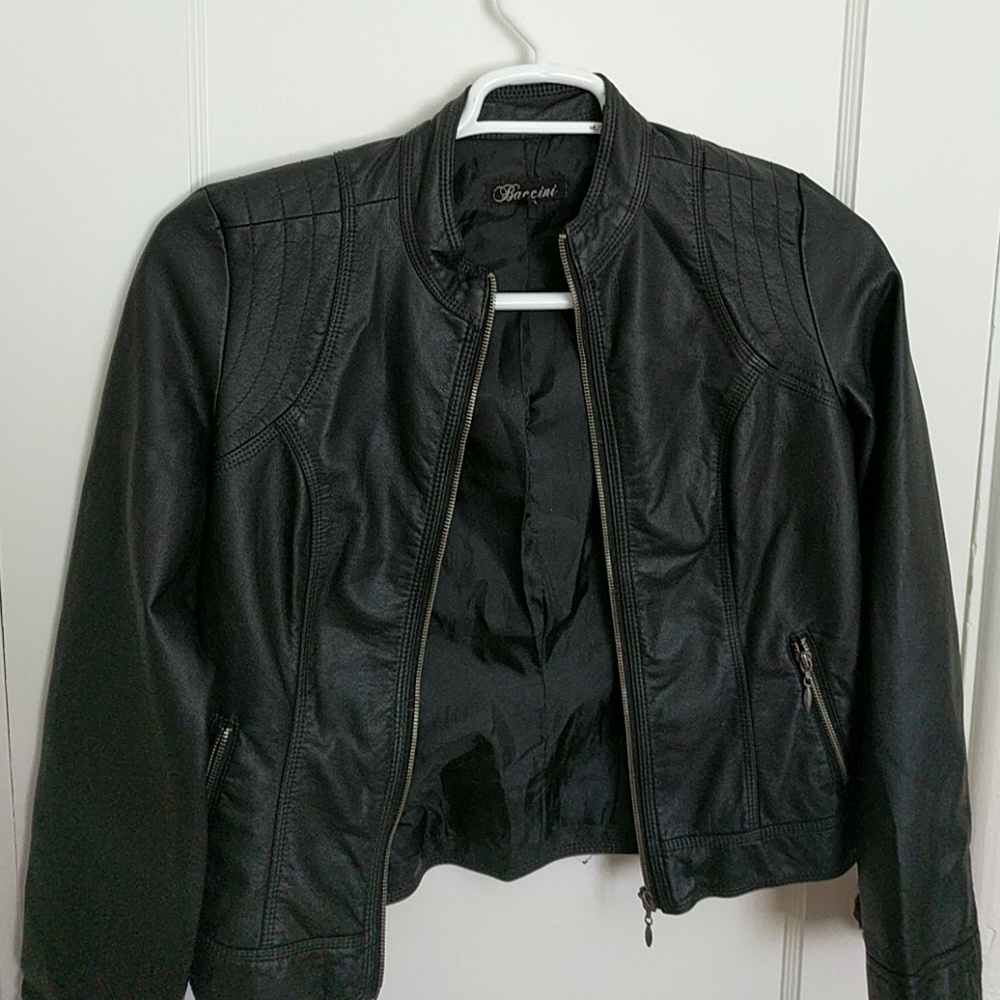 Black faux leather jacket